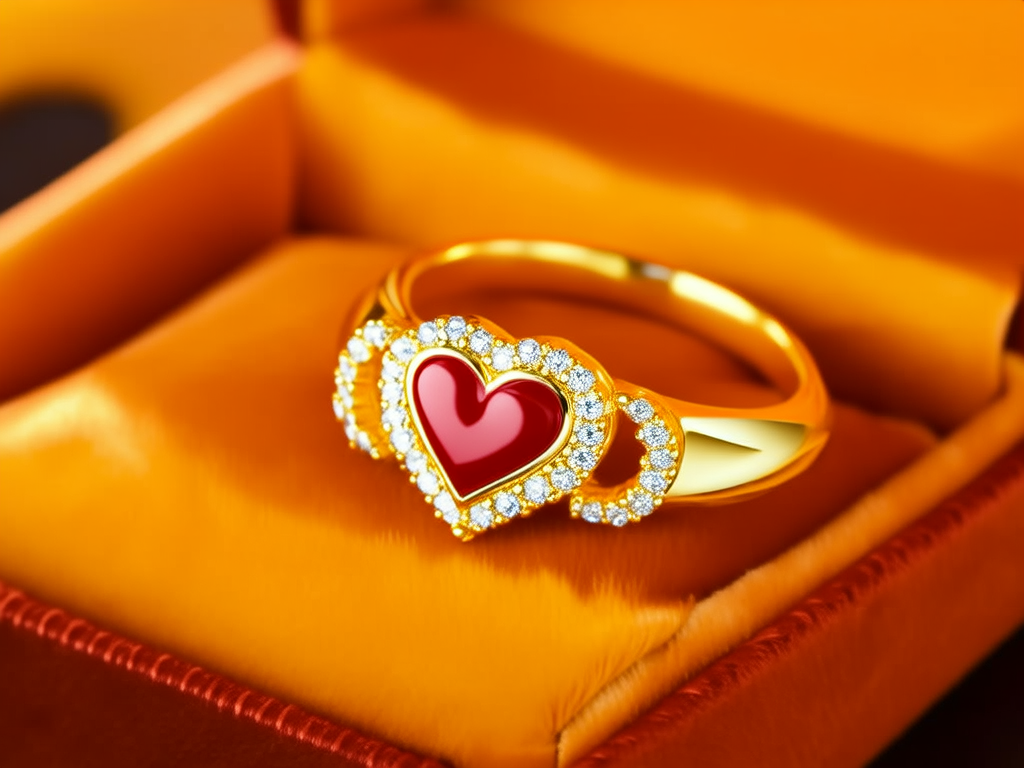 黄金戒指爱心图片